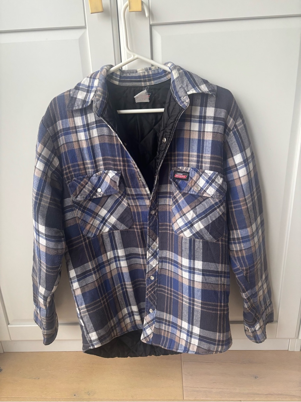 Dickies Blue and White Plaid Quilted-Lined Shirt Jacket
